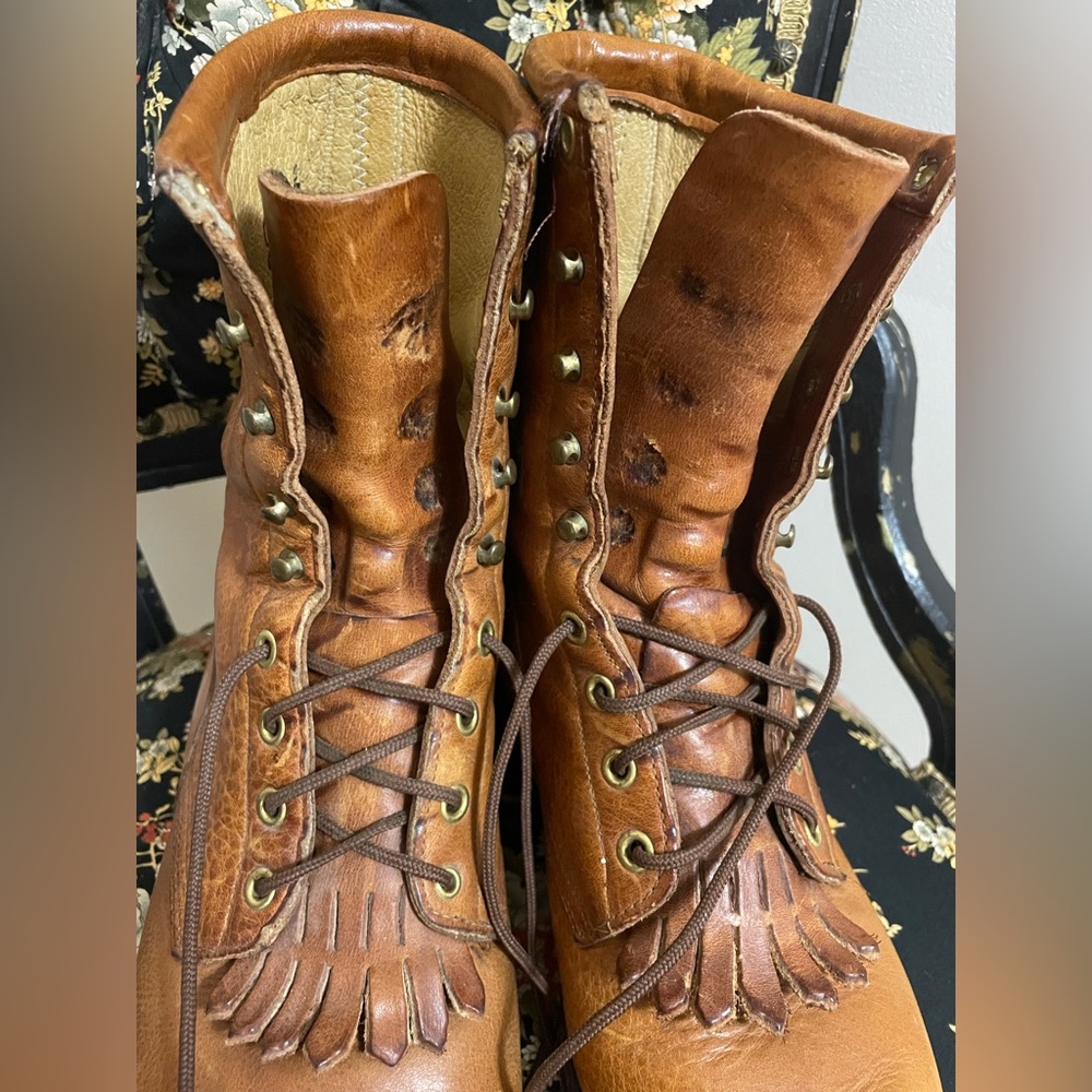 Vintage J. Chisholm Tan Lace Up Boots - Picture 5 of 11